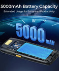 5000mAh battery displayed on Android 14 Barcode Scanner With Pistol Grip A Real Warehouse Beast Honeywell HS7 QR, IP65 rugged PDA