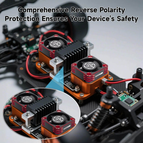 2 Pack 30mm RC Motor Heatsink Cooling Fan For 1X8 1X10 1X12 Scale RC Cars Trucks Buggy Truggy 540 550 Brushless Motors Up To 28000 RPM Red Durable Aluminum Heatsink For Strong Heat Dissipation And Easy Mount installed on RC vehicle