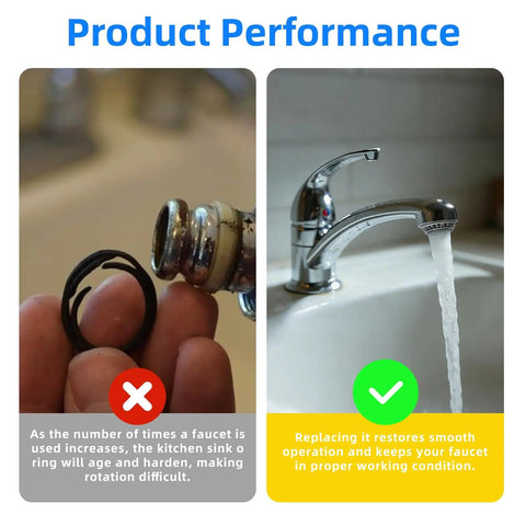 Rotating Spout Kitchen Faucet O Ring Kit Replacement Includes Two Sets Of Three O Rings One Set Ready To Use Plus Spare Fits Chateau Extensa Models 7425 7425BC 7425W And Other Rotating Spout Faucets Easy Install showing old vs new O-rings