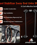Front Sway Bar Link Kit 2 Piece Fits Honda Pilot 2006-2015 MDX 2006-2013 ZDX 2010-2013 Replacement To Stop Clunking And Leaning In Turns No More Bouncing Or Uneven Tire Wear. Black front stabilizer sway end links 2-piece with threaded ends