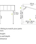 Diagram of 10x14 Foot Outdoor Patio Cover Canopy With Waterproof Pergola Roof White Frame And Polycarbonate Panels dimensions