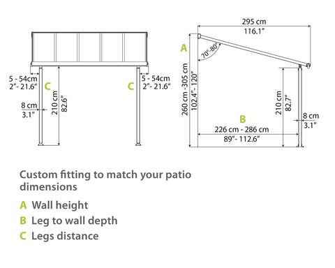 Diagram of 10x14 Foot Outdoor Patio Cover Canopy With Waterproof Pergola Roof White Frame And Polycarbonate Panels dimensions
