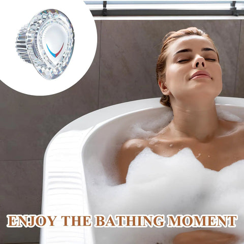 96797 Shower Knob Replacement Kit for Chateau Collection Tub And Shower Faucets shown next to woman relaxing in a bubble bath