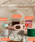 Keep Your Favorite Brew Piping Hot Desk Mug Warmer With Three Cozy Heat Levels And Gentle Glow Indicator For Home Office Coffee Cup Beverage Heater Continuously Locking In Ideal Sipping Temperatures Evergreen shown with various compatible cups on a table.