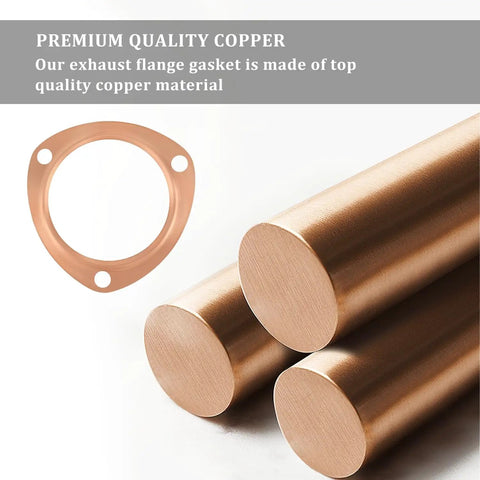 Two Pack 3 Inch Copper Exhaust Flange And Collector Gasket For SBC And BBC Engines Direct Fit Heavy Duty 3 Bolt Pattern
