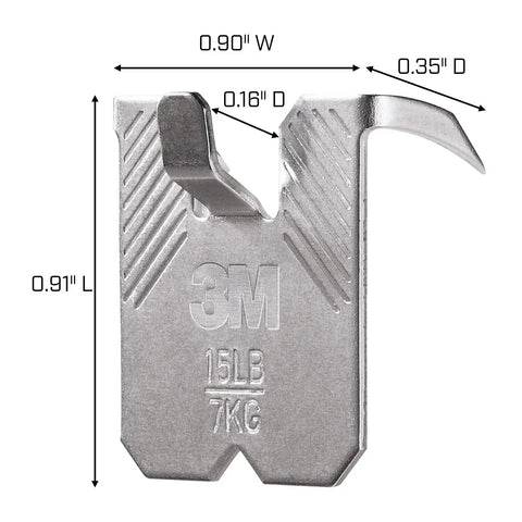 Heavy Duty Drywall Picture Hangers Six Pack Holds Up To 15 Lbs Each With No Studs Required For Hassle Free Room Refresh And Office Display Featuring Sturdy Steel Build For Bold Wall Art. Close-up of steel hook dimensions and design.