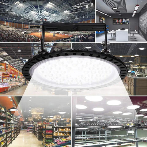 10 Pack 200W UFO LED High Bay Light For Warehouse Garage Barn Workshop IP65 Waterproof Commercial Bay Lighting 20000LM 6500K Daylight White