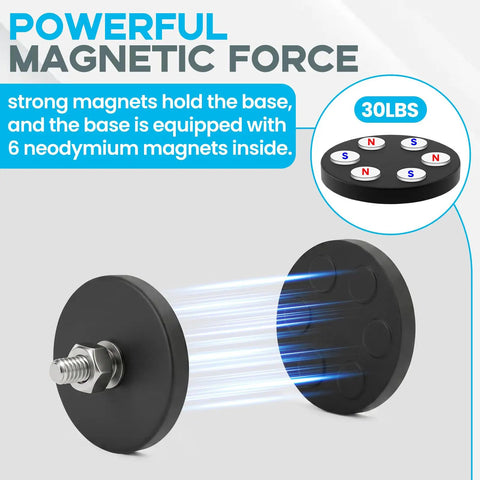All In One 30 Pack Rubber Coated Magnets With Quarter Inch Bolts Washers And Nuts 30 Lb Each Heavy Duty Mounting Kit For Home Garage Workshop Built To Last Neodymium Magnetic Mounting Hardware For Multiple Points. 30 lb rubber-coated neodymium magnet with bolt and washers