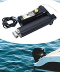 Dead Simple Outboard Engine Power Tilt Trim Assembly Hydraulic Actuator Replacement For Four Stroke Boats Direct Fit Plug And Play Rig Upgrade 8M0055011 with black steel body and attached wiring.