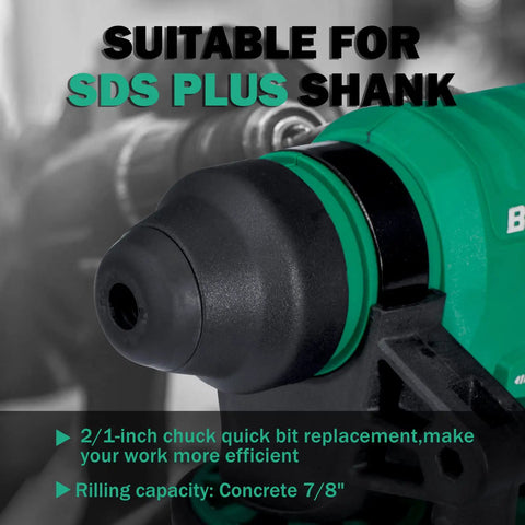 Cordless SDS Plus Brushless Rotary Hammer Drill 20V With Two Point Two Joules Power Four Modes Variable Speed One Half Inch Chuck Four Point Zero Ah Battery And Fast Charger For Heavy Duty Masonry Workhorse