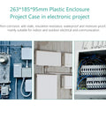 263x185x95mm plastic enclosure project case shown in electrical installations, highlighting waterproof and moisture-proof features