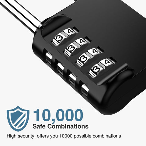 Close-up of Two Pack 2.6 Inch Long Shackle 4 Digit Outdoor Waterproof Padlock combination dials showing numbers 1-3-4.