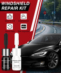 Hassle Free Windshield Chip Repair Kit Using Sun Activated Resin For Fast Auto Glass Crack Fixes Skip The Mechanic Save Some Green Quick Five Minute Diy Car Windshield Fix Two Bottle Kit with two resin bottles and car background.