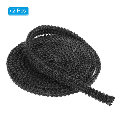 Black flat graphite fiberglass stove gasket rope, 2-piece coil for wood stove doors