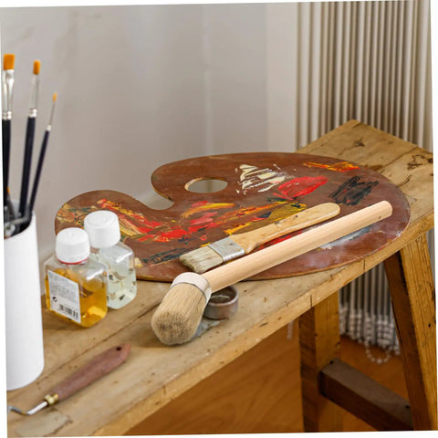 Wood Handle Pig Bristle Paint Brush For Acrylics Stain And Wall Painting Awesome For DIY Furniture And House Projects on paint palette