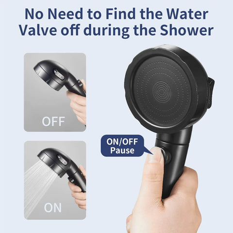 High Pressure Shower Head With Pause Button And Three Spray Modes For RV Camper No Hassle Water Saving Handheld Shower