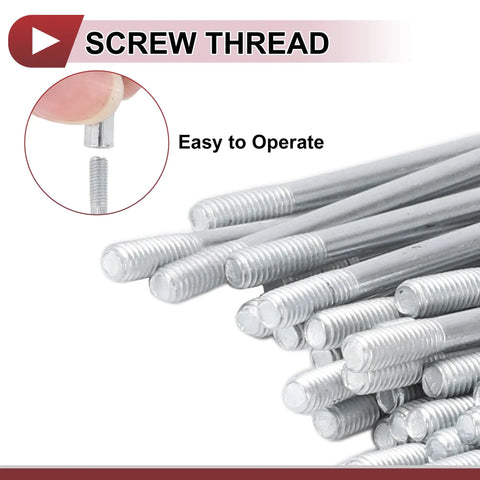 Close-up of screw thread on 48 Piece Set 10G Bicycle Spokes 260mm For Road And Mountain Bikes Carbon Steel Galvanized Silver Tone