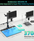 High Power 10.1 Inch HDMI Digital Microscope With 2000X Zoom And 3 Lens System For Soldering, Coins, Plants, And Biological Slides, UHD 2160P Video Capture, Great For Makers And Hobbyists. Andonstar AD249S-Max metal base