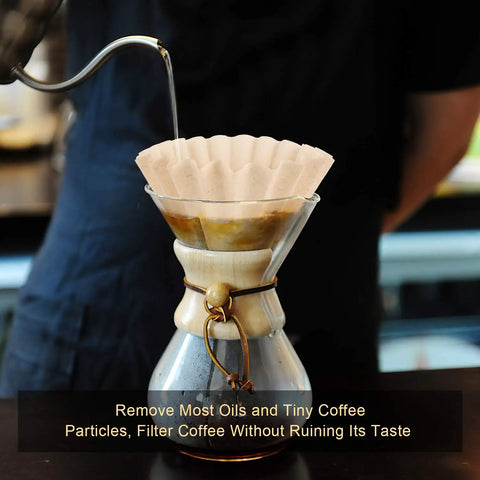 Pouring water over Bulk 100 Count One To Four Cup Disposable Coffee Filters Natural Brown Unbleached Basket Style in coffee maker