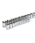 53 Piece Mechanic Tool Set With Quarter And Eighths Inch Drives, Metric And SAE Six Point Standard And Deep Sockets, Bright Chrome Finish