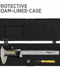 Handy Digital Caliper 6 Inch Range With Extra Large LCD Display, Three Measurement Modes Decimal Inches Fractional Inches And Millimeters, Stainless Steel Precision Tool, Auto Power Off, Heavy Duty Ruler For Easy Accurate Readings in foam-lined case