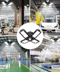 Four Pack LED Garage Light With Four Adjustable Panels 180W Ultra Bright Shop Light 18000LM E26 E27 Base installed