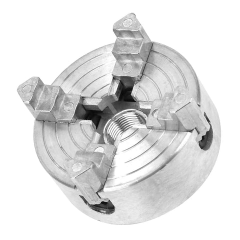 Heavy Duty 4 Jaw Independent Metal Lathe Chuck With Thread Mount Replacement Accessory For Mini Lathes, steel construction view.