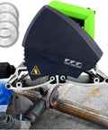 Image of Fully Automatic Electric Pipe Cutter For 15 To 400 mm Tubes With Heavy Duty Stainless Steel Blade in operation cutting a pipe.