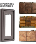 Hidden Cabinet Door Handle Set in Zinc Alloy, flush mount pulls, pearl gray, 64mm, shown on cabinets and furniture.
