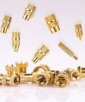 Brass knurled nuts from DIY Ready Heated Insert Kit With 1 Hot Iron Rod And 7 Tip Inserts Including M2 M2.5 M3 M4 M5 M6 M8