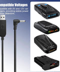 USB To DC 3.5 Power Cable For Radar Detectors 12V 6.56ft Long, shown compatible with various radar detector models.