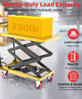 Heavy Duty Hydraulic Lift Cart With 330Lb Capacity, 49.6 Inch Max Lift Height, Single Scissor Lift Table with load box