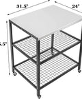Stainless Steel Outdoor Grill Cart With Wheels For A Serious Outdoor Kitchen Setup Heavy Duty Pizza Oven Stand And Three Shelf Prep Table On The Go Weather Resistant Easy To Clean Fits Grills Pans Tools And Accessories