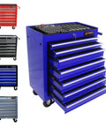 Rolling Tool Chest With Seven Drawers On Wheels Heavy Duty Steel Tool Cabinet Lockable Toolbox Blue Finish
