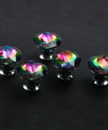 Crystal Cabinet Knobs Set 30 Pack For Dresser Drawers One And Three Sixteenths Inch Diamond Glass Pull Handles Colorful Finish