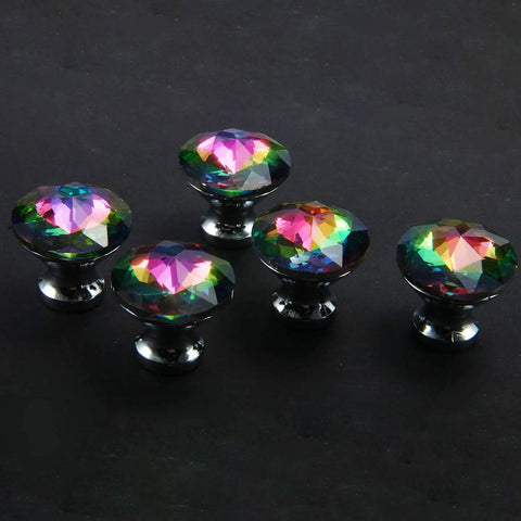Crystal Cabinet Knobs Set 30 Pack For Dresser Drawers One And Three Sixteenths Inch Diamond Glass Pull Handles Colorful Finish