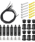 Six Set Ceiling Hanging Wire Cable Kit With 1.6ft Adjustable Suspension For Pendant Chandeliers And LED Panels shown with screws and mounts
