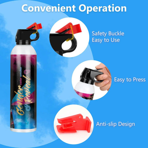 Totally Epic Gender Reveal Fire Extinguisher 2 Pack Straight Up Biodegradable Eco Friendly Party Confetti Sprayer For Baby Shower Decor Smooth Operator Color Blast with safety buckle and anti-slip design.