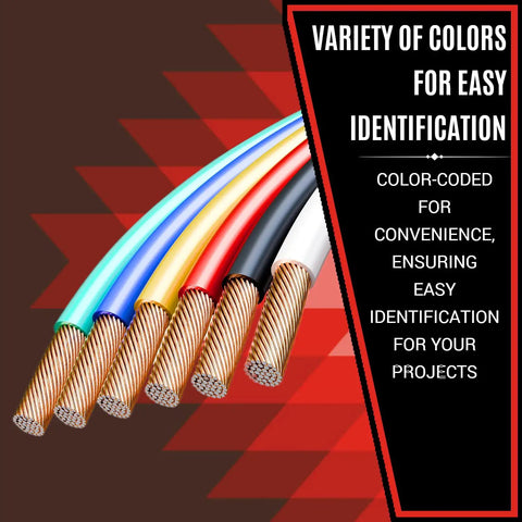 Low Voltage 18 Gauge Wire Bundle, Six Roll Pack, 600 Feet Total, variety of color-coded Copper Clad Aluminum CCA Cable