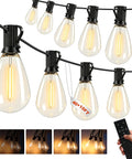 50Ft Outdoor String Lights With Remote Control, Waterproof LED Patio Lights With 19 Plus 1 S11 Bulbs, 10Ft Extension Cable