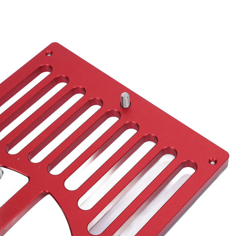Adjustable Aluminum Alloy Trimming Machine Workbench Base Plate for Routers 65mm to 132mm featuring red slotted design
