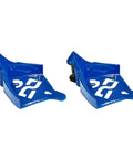 Blue Car Hose Guides Two Pack With Patented Roller System and Active Locking Grips for smooth hose and cord movement around vehicles.