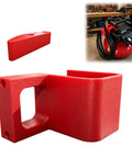 Air Hose Holder Wall Mount For Garage And Workshop, red plastic snap fit hose rack shown with air compressor for pneumatic tools