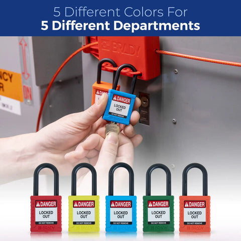 Top Shelf Safety Lockout Tagout Padlock Set Six Pack Of OSHA Compliant Nylon Locks With Key Retaining Brass Core And Smooth Operator Finish For Serious Jobsite Hustle