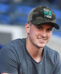 Man wearing Mens Ball Cap Dope Streetwear Athletic Trucker Hat With Adjustable Buckle One Size Fits Most Casual Everyday Wear For Men.