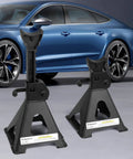Beefy Heavy Duty 3 Ton Steel Jack Stands Adjustable Lift Stands Pair With Sawtooth Ratchet Bar And Double Lock Stable Pyramid Base Black Car Lifting Stands For Safe Vehicle Support In The Garage