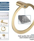 4 Piece Brushed Gold Stainless Steel Bathroom Hardware Set, Wall Mounted, Rust Proof SUS304, product details view