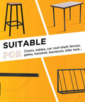 2 Inch Square Tube End Caps For Black Metal Tubing, image of chairs, tables, barstools, bike rack, suitable furniture insert