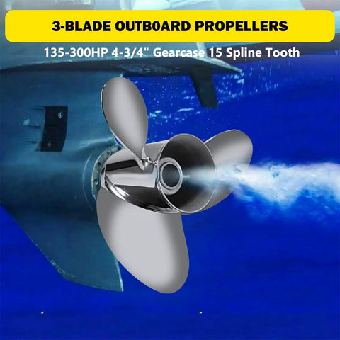 Stainless Steel Outboard Propeller 14.5 Inch Diameter 19 Pitch For Mercury 135-300HP And Mercruiser Alpha One Right Hand Rotation