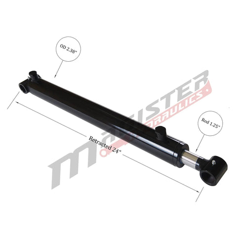 Beefy 2 Inch Bore Hydraulic Cylinder With 16 Inch Stroke Welded Ram And Cross Tube Ends Double Acting 3500 PSI SAE 6 Ports O Ring Boss Industrial Grade